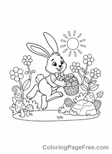 Holiday coloring page - Bunny hiding eggs