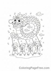 Holiday coloring page - Dragon dance celebration