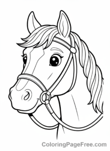 Horse coloring page - Horse face close-up