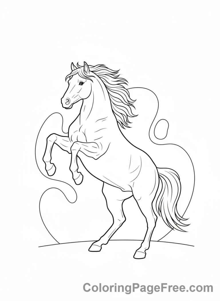Horse coloring page - Horse rearing up