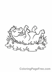 Horse coloring page - Horse rolling play