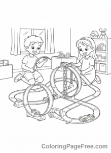 Hot Wheels coloring page - Building track fun