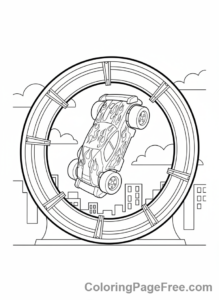 Hot Wheels coloring page - Car on loop track