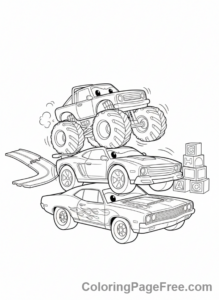 Hot Wheels coloring page - Funny car crash
