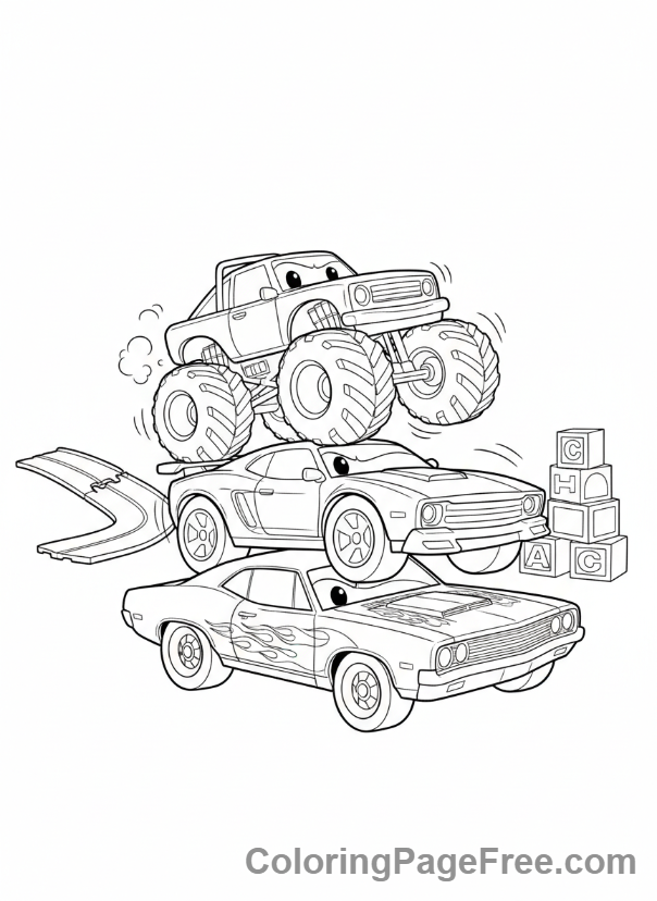 Hot Wheels coloring page - Funny car crash