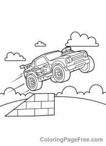 Hot Wheels coloring page - Hot Wheels car jumping