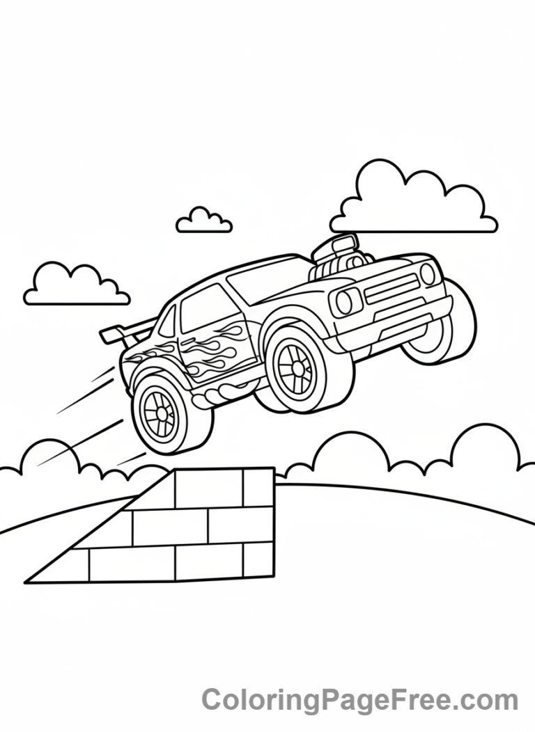 Hot Wheels coloring page - Hot Wheels car jumping