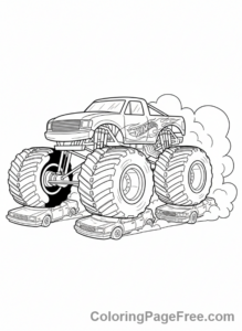 Hot Wheels coloring page - Monster Truck crushing