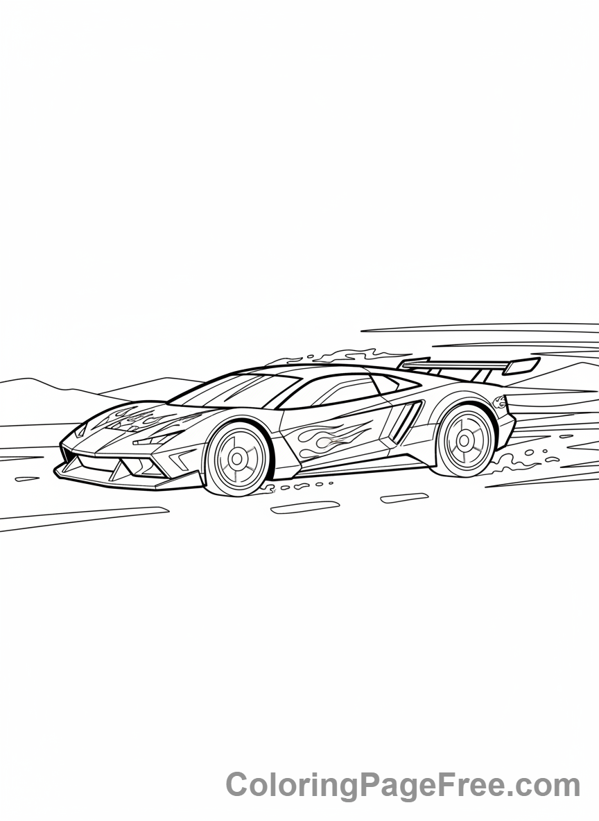Hot Wheels coloring page - Speeding car action