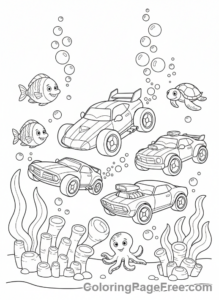 Hot Wheels coloring page - Underwater race adventure