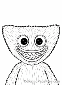 Huggy Wuggy coloring page - Huggy Wuggy close-up smile