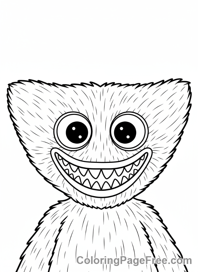 Huggy Wuggy coloring page - Huggy Wuggy close-up smile