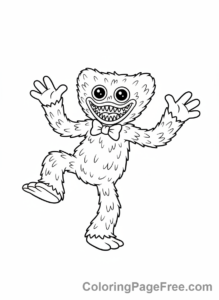Huggy Wuggy coloring page - Huggy Wuggy dancing happy