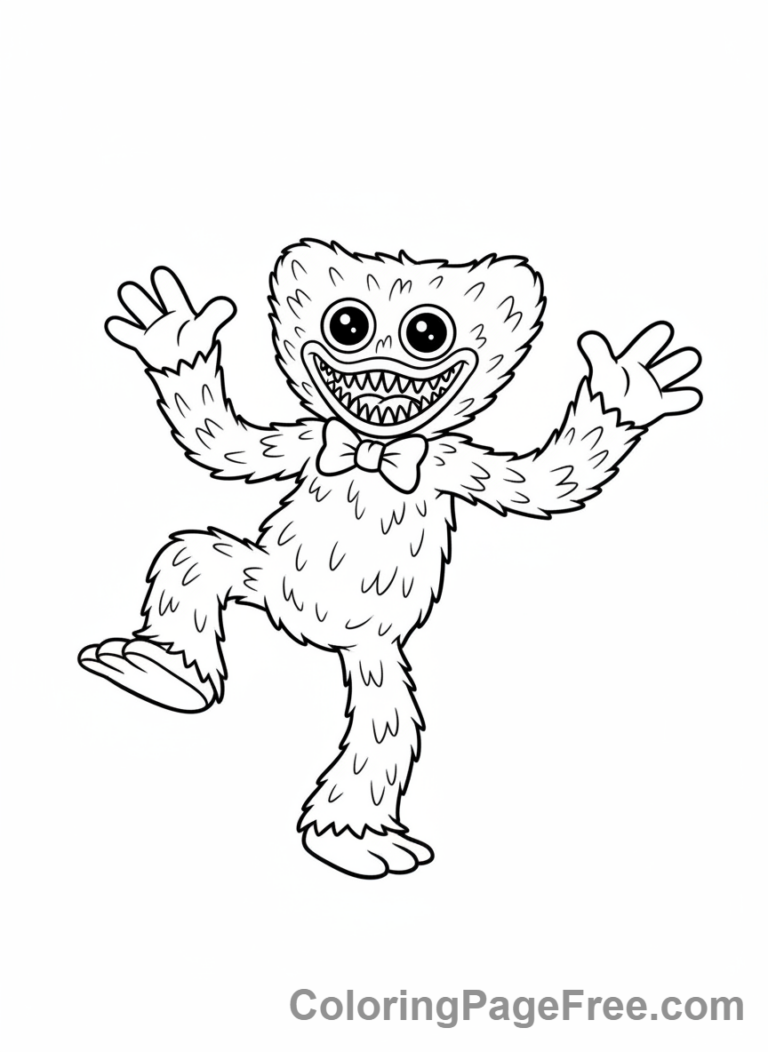 Huggy Wuggy coloring page - Huggy Wuggy dancing happy