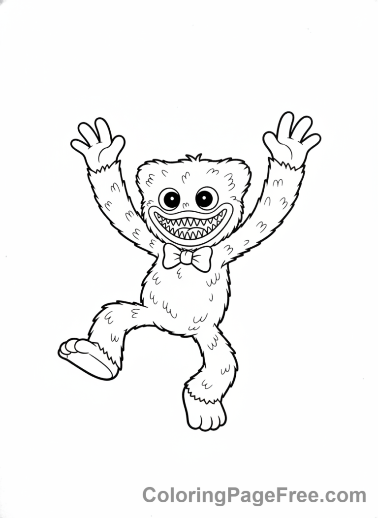 Huggy Wuggy coloring page - Huggy Wuggy jumping playfully