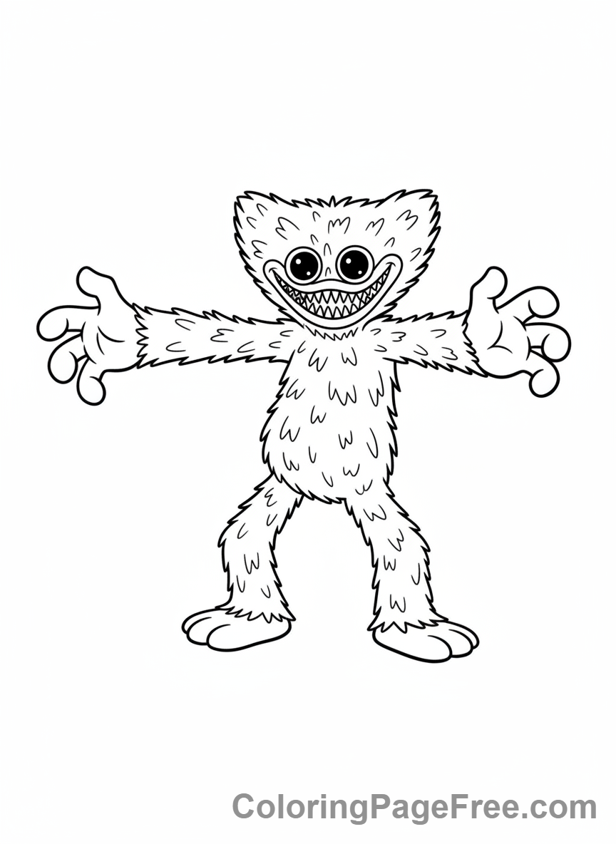 Huggy Wuggy coloring page - Huggy Wuggy reaching out