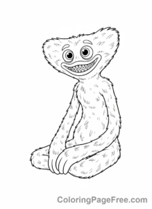 Huggy Wuggy coloring page - Huggy Wuggy sitting peacefully