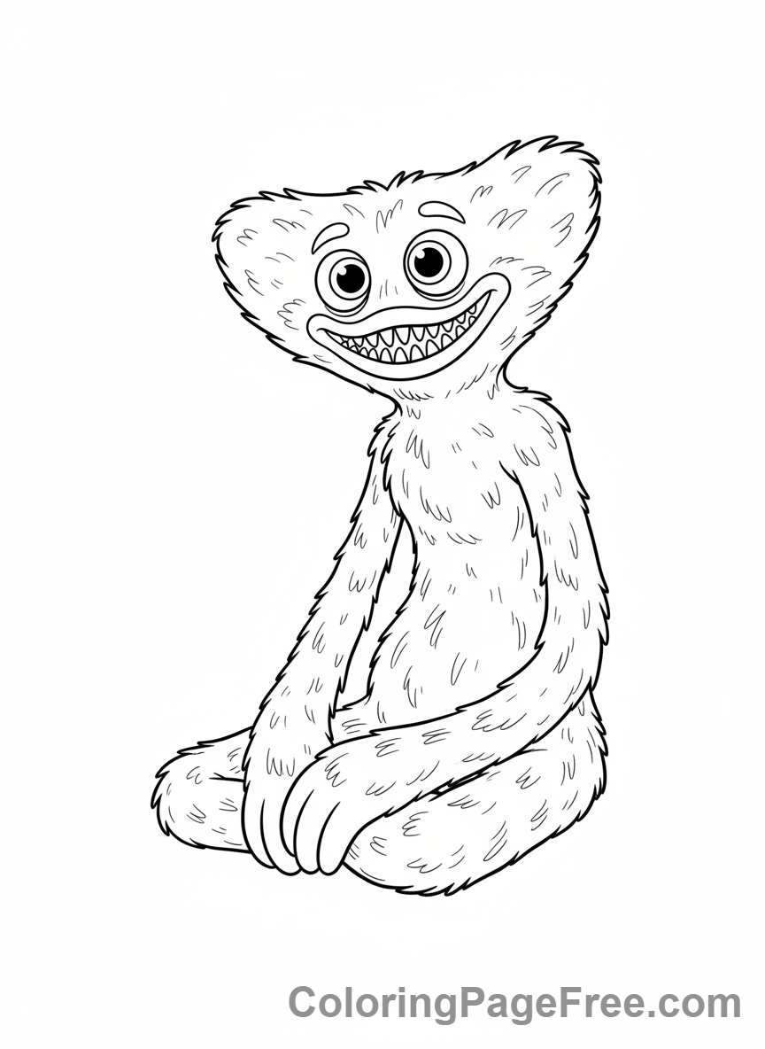 Huggy Wuggy coloring page - Huggy Wuggy sitting peacefully