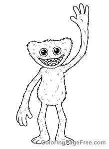 Huggy Wuggy coloring page - Huggy Wuggy waving hello
