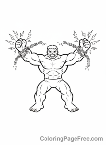 Hulk coloring page - Hulk breaking chains
