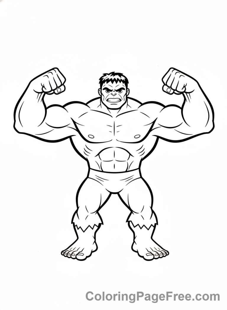 Hulk coloring page - Hulk flexing biceps