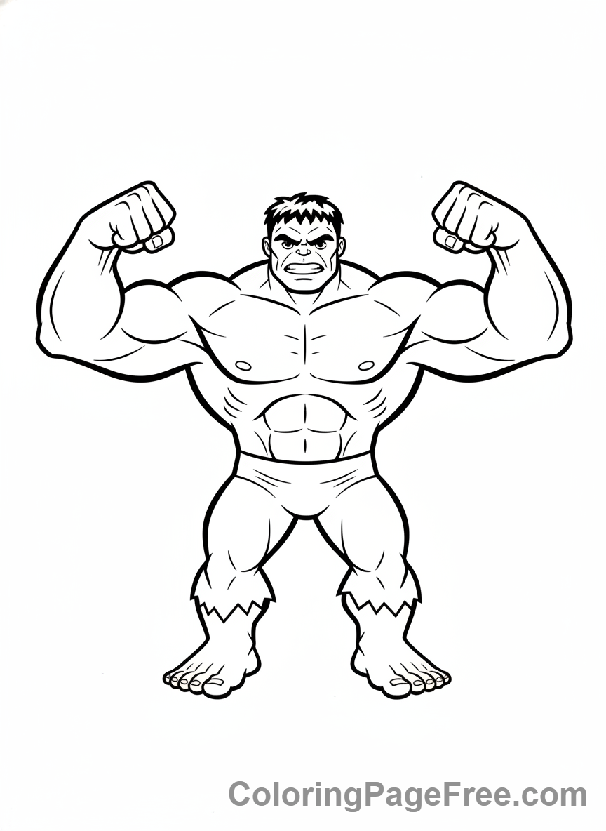 Hulk coloring page - Hulk flexing biceps