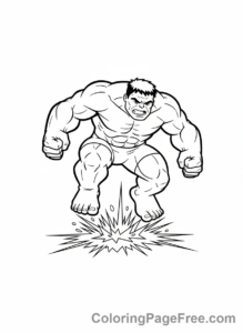 Hulk coloring page - Hulk landing jump