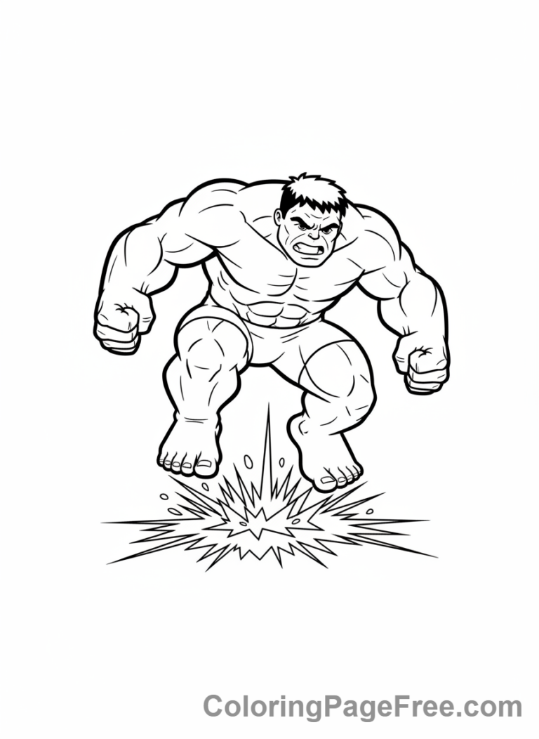 Hulk coloring page - Hulk landing jump