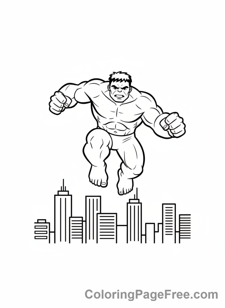Hulk coloring page - Hulk leaping high
