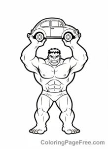 Hulk coloring page - Hulk lifting car