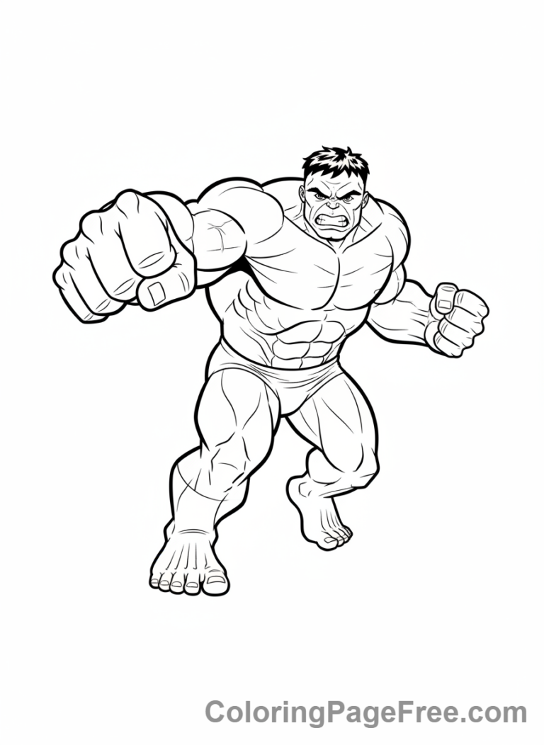 Hulk coloring page - Hulk powerful punch