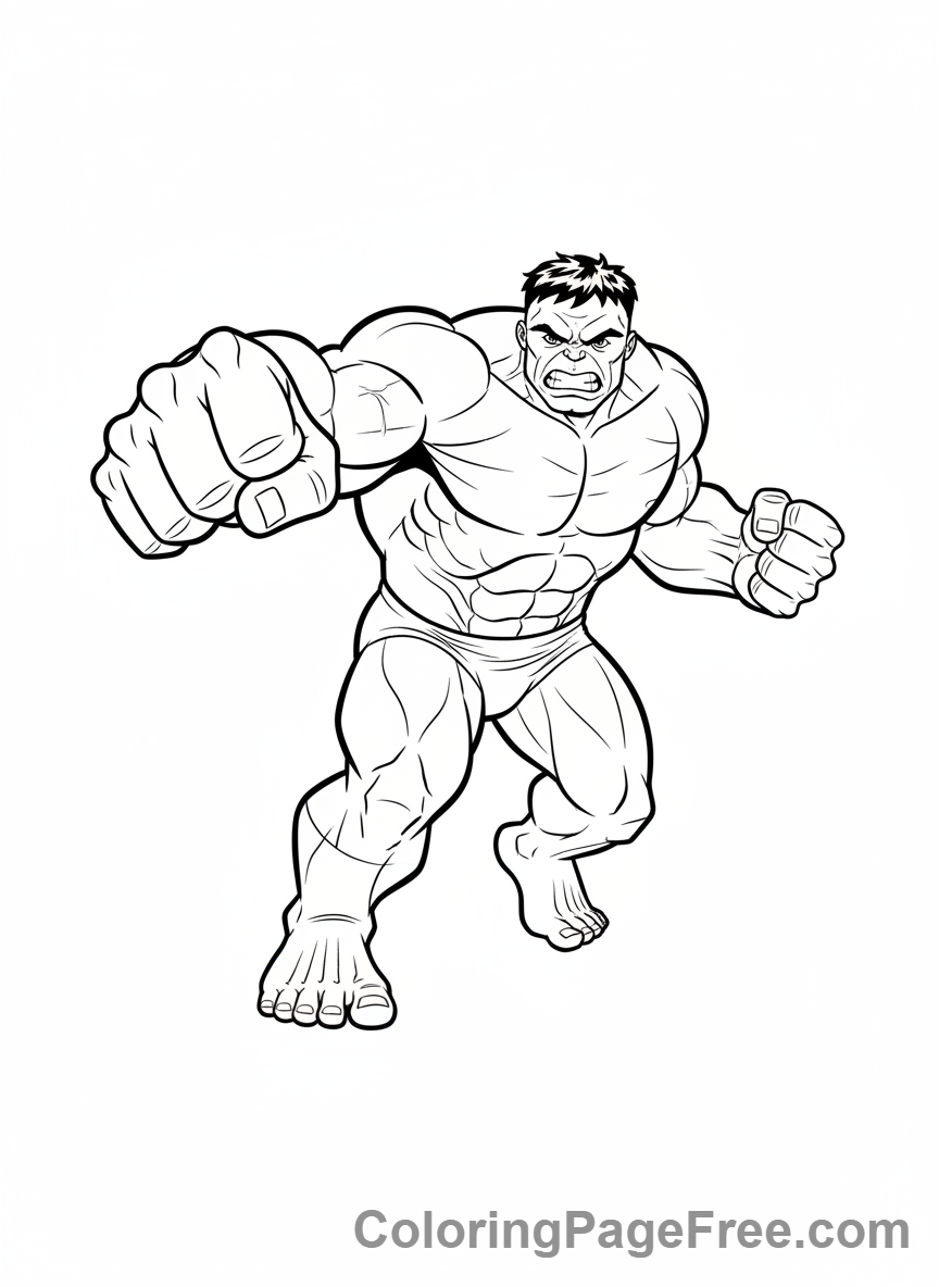 Hulk coloring page - Hulk powerful punch