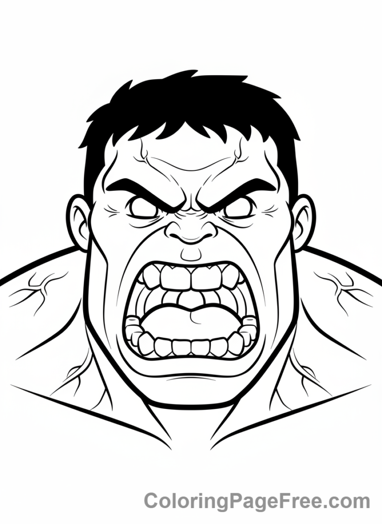 Hulk coloring page - Hulk roaring face
