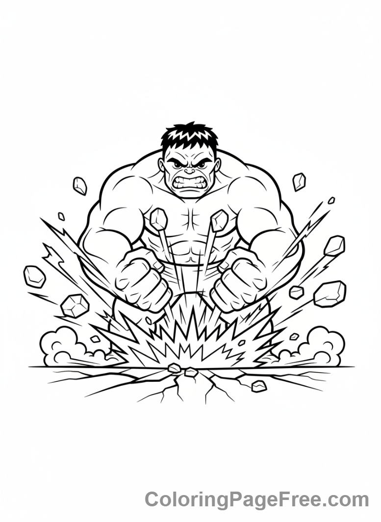 Hulk coloring page - Hulk smash ground