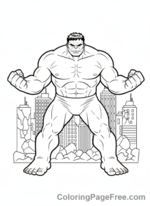 Hulk coloring page - Hulk standing city