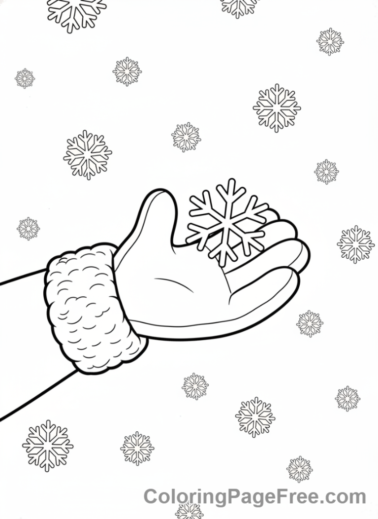 Ice coloring page - Child catching snowflake