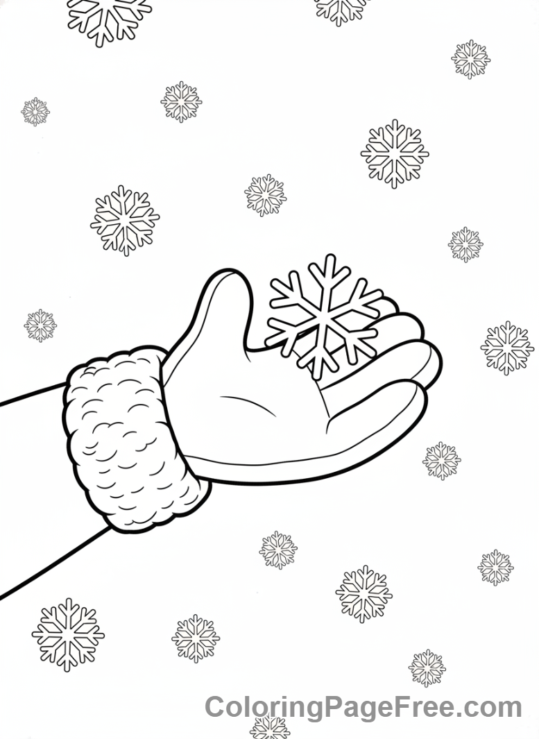 Ice coloring page - Child catching snowflake
