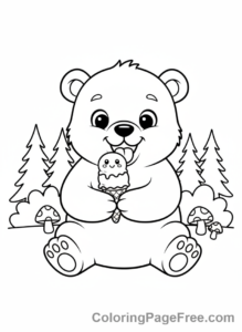 Ice Cream coloring page - Bear cub ice cream
