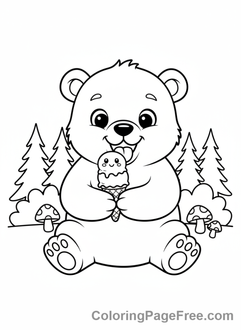 Ice Cream coloring page - Bear cub ice cream