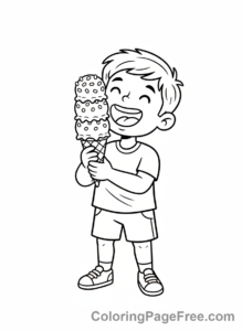 Ice Cream coloring page - Child eating cone