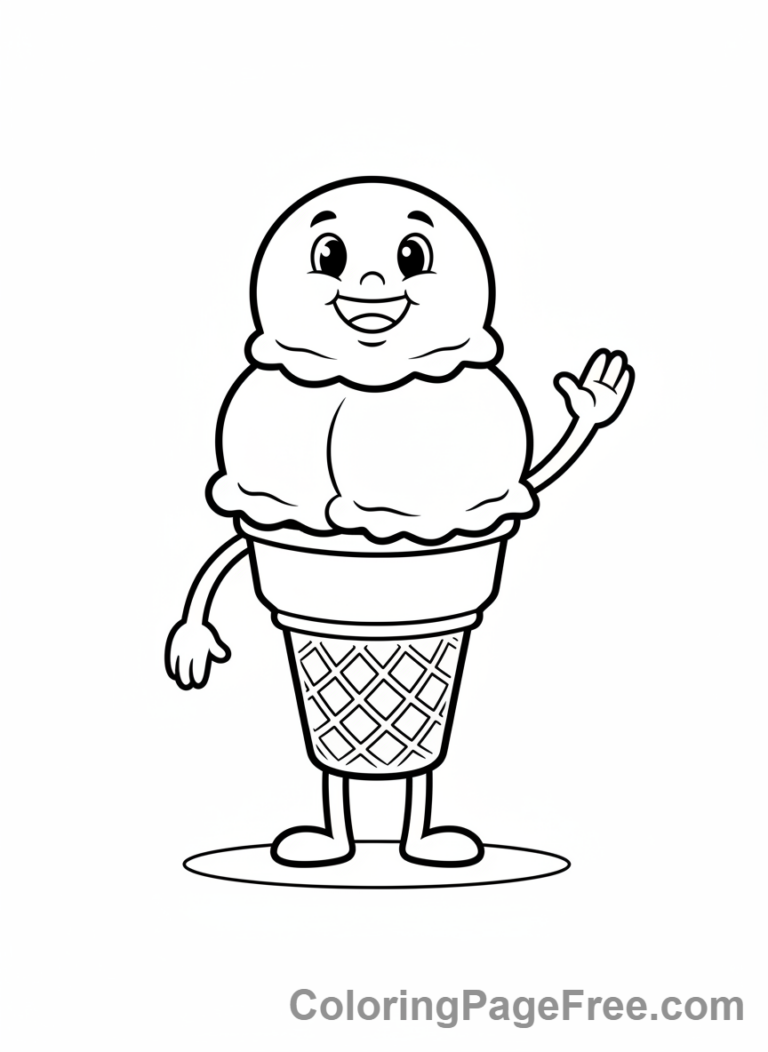 Ice Cream coloring page - Happy ice cream cone