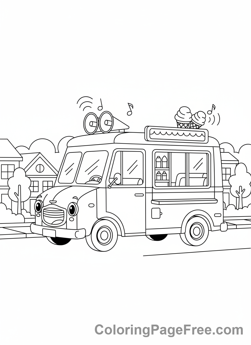 Ice Cream coloring page - Ice cream truck driving