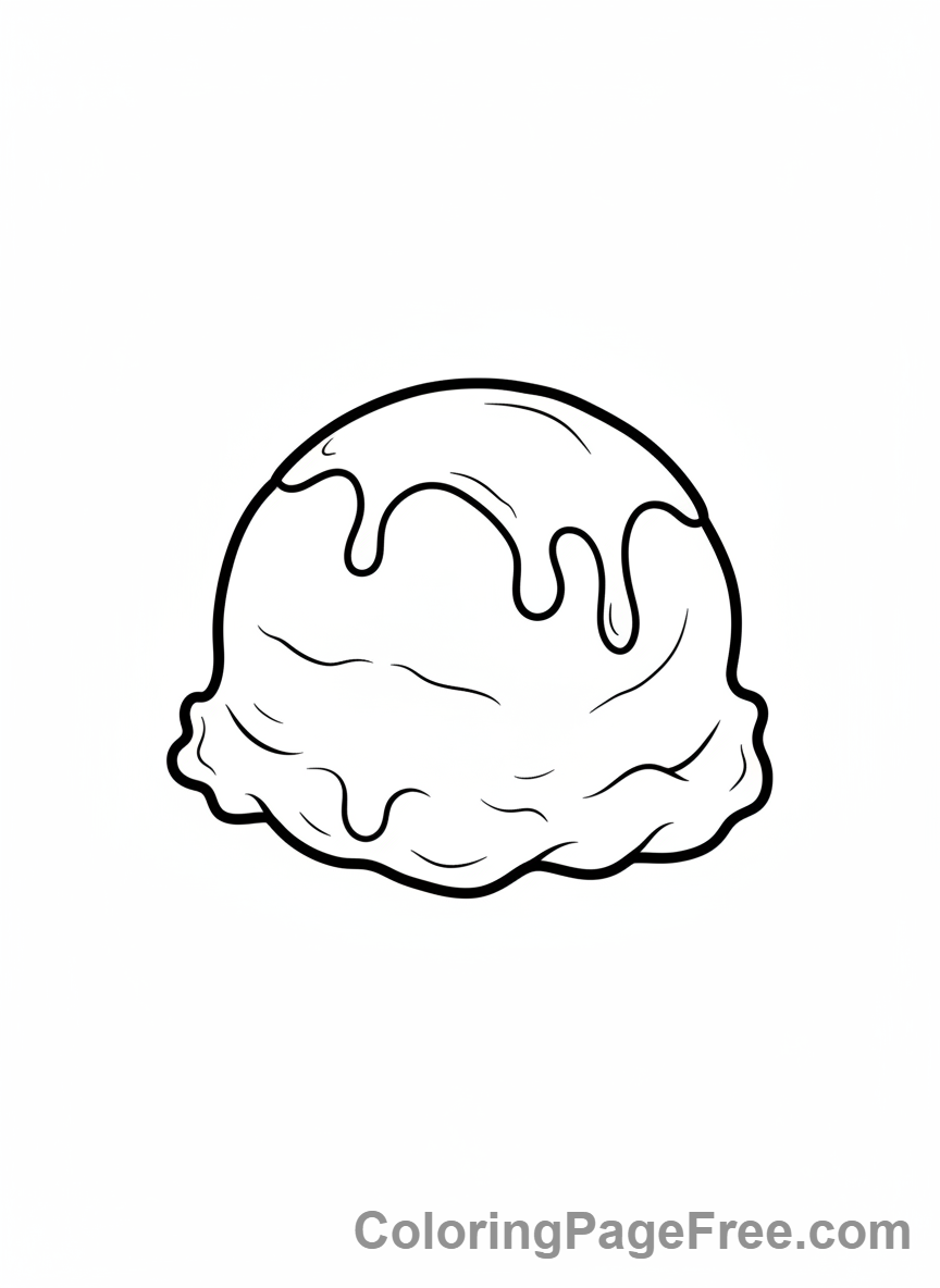 Ice Cream coloring page - Melting ice cream scoop