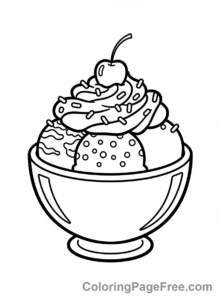 Ice Cream coloring page - Sundae bowl toppings