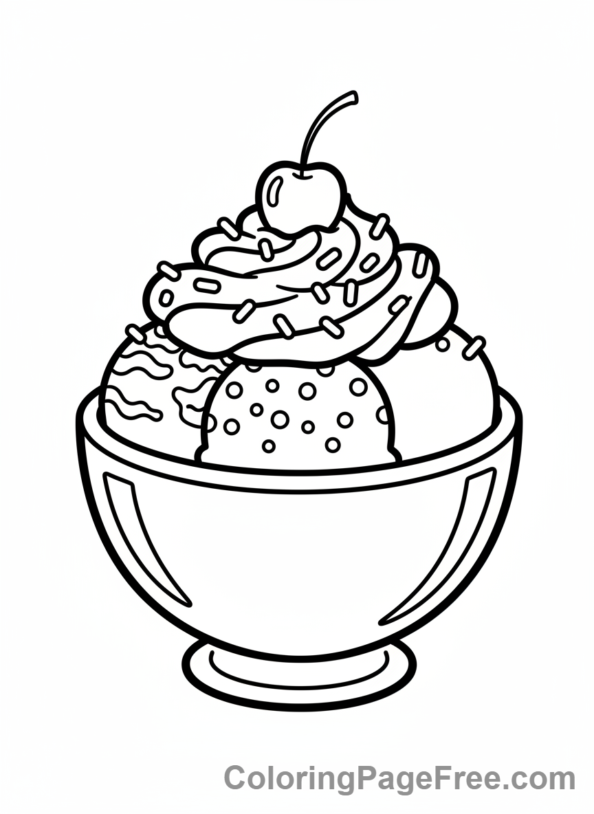 Ice Cream coloring page - Sundae bowl toppings