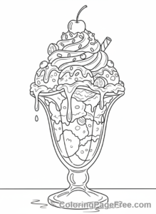 Ice Cream coloring page - Tall sundae look up