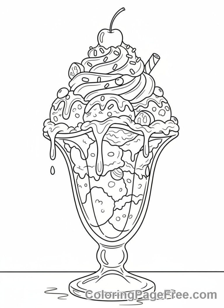 Ice Cream coloring page - Tall sundae look up