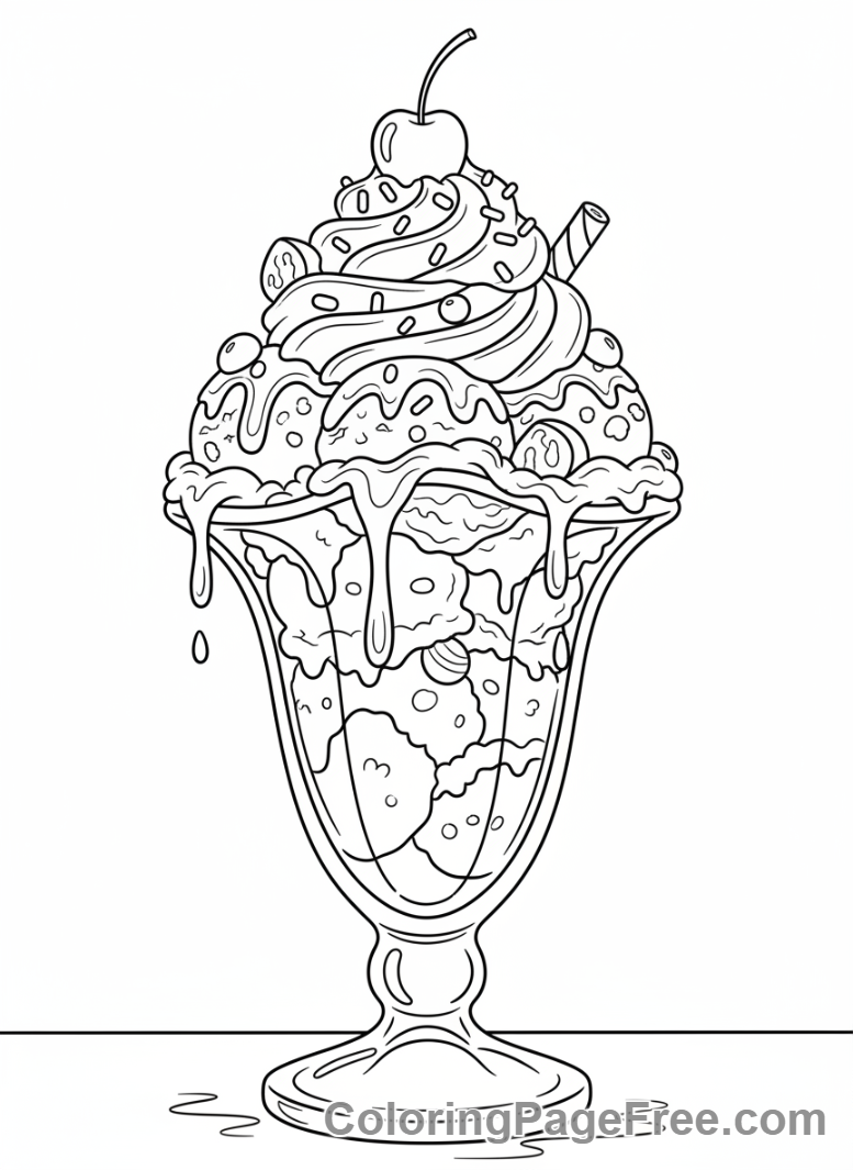 Ice Cream coloring page - Tall sundae look up