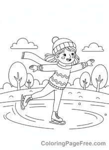 Ice coloring page - Girl ice skating