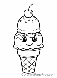 Ice coloring page - Ice cream cone